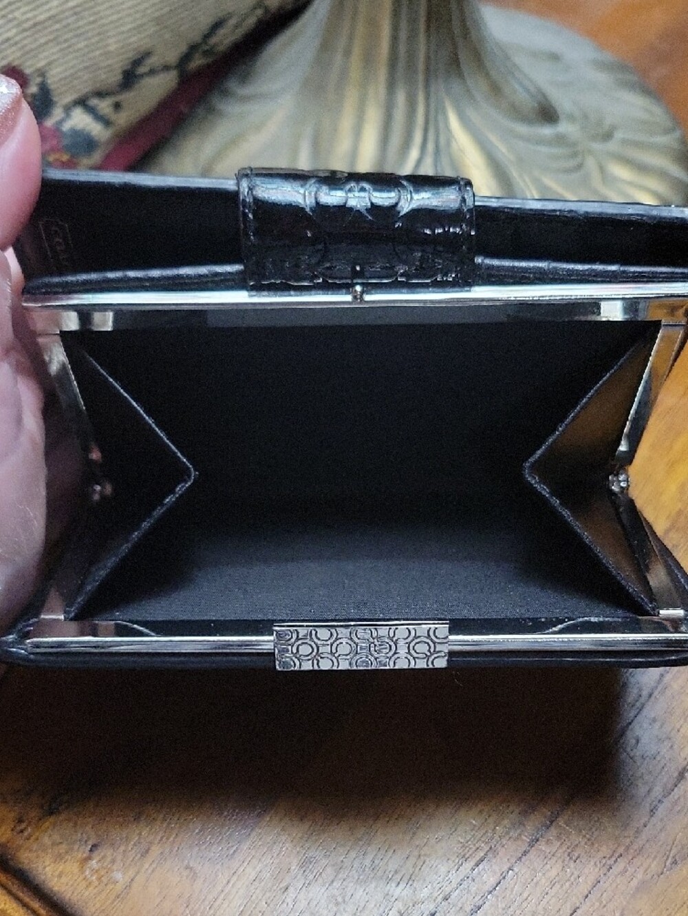 Coach Black Patent Embossed Wallet - Picture 4 of 5